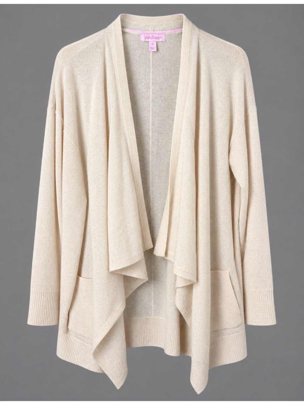LILLY PULITZER Womens XL Romelle Cashmere Cardigan Sweater Open Front Ivory